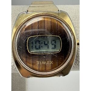 Timex Mens Vintage Digital Watch New Battery 36MM 6.5" Stretch Band